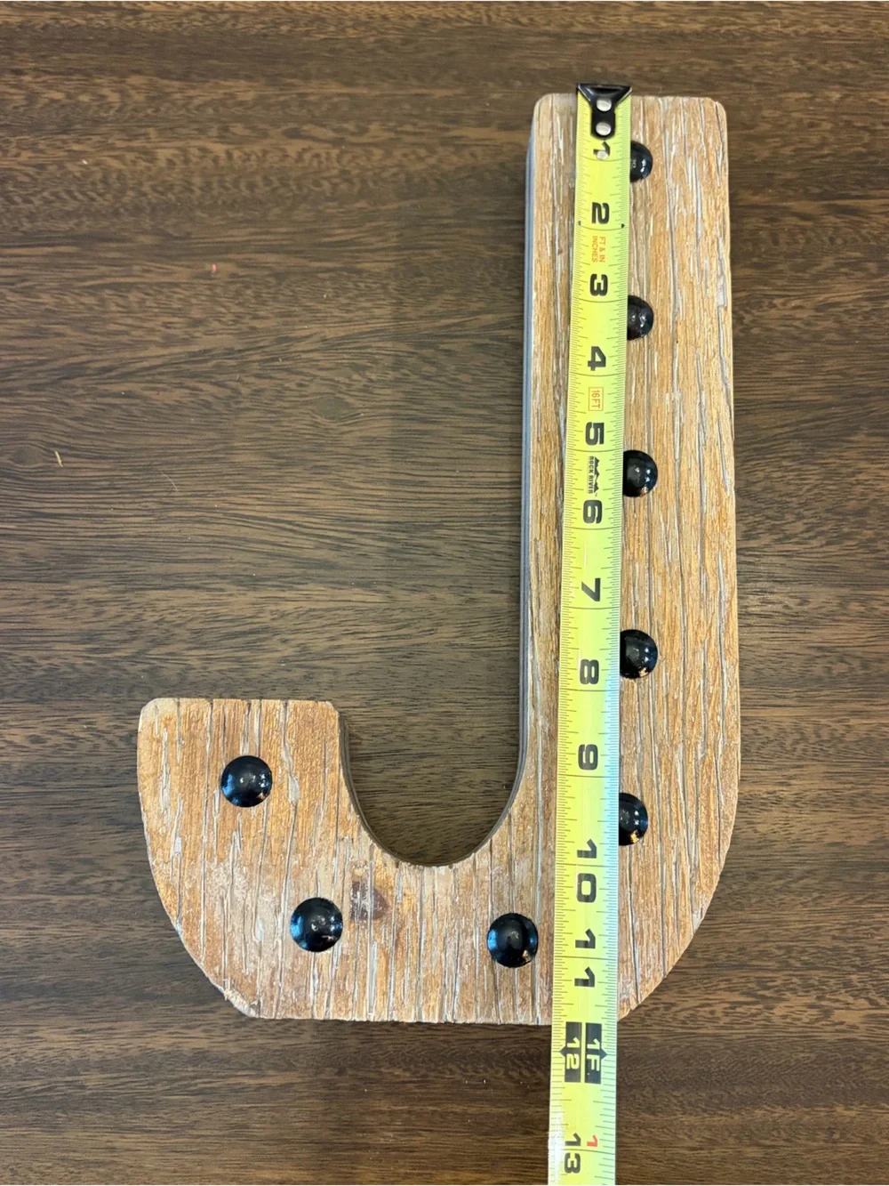 Rustic Wood Letter “J” Wall Decor with Black Studs - Unbranded